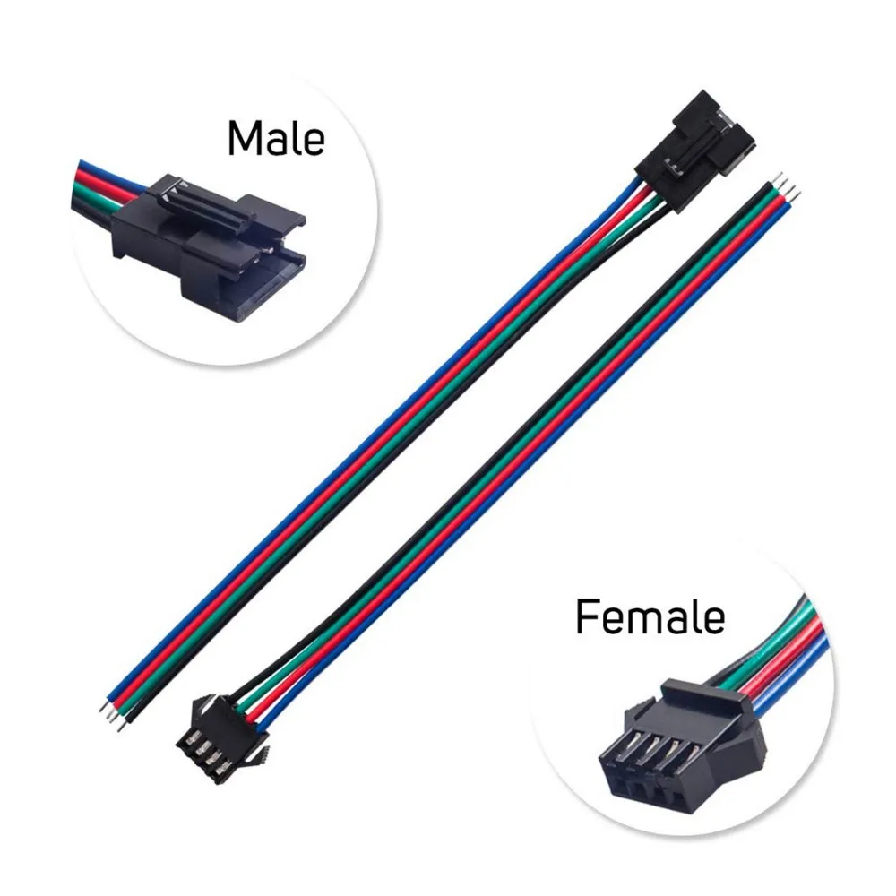 JST SM 4 Pin Male to Female Connector Jumper Wire Cable Assembly 15cm ...