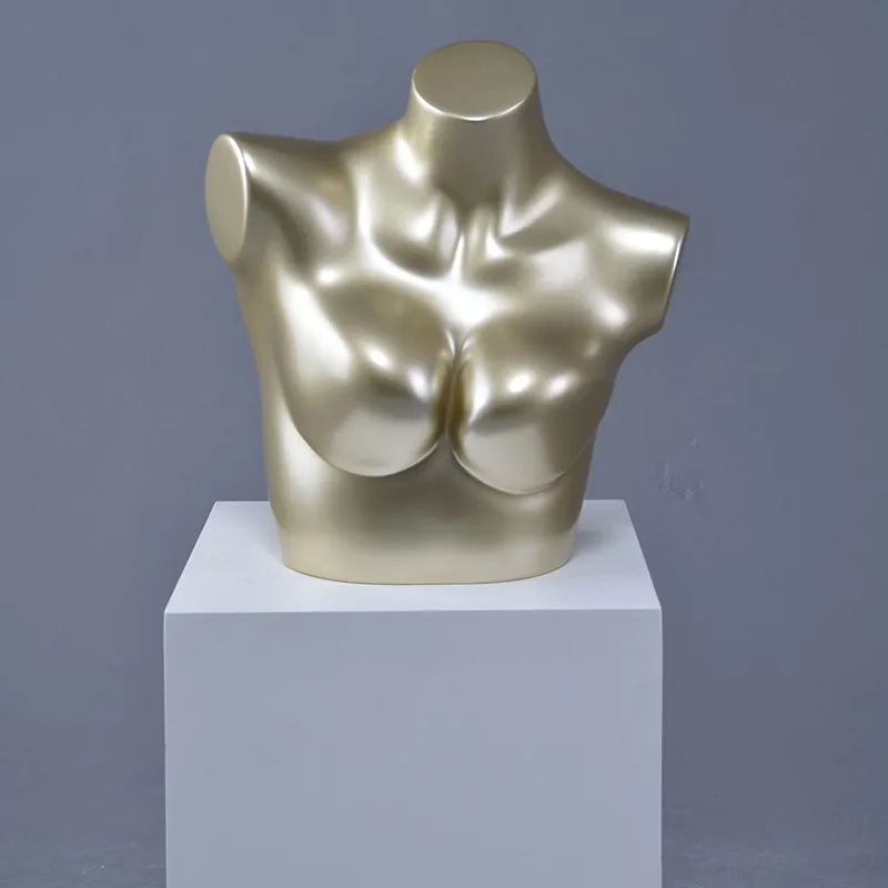 Sexy Lifelike Gold Curvy Headless Upper Bust Form Cloth Costume Shop