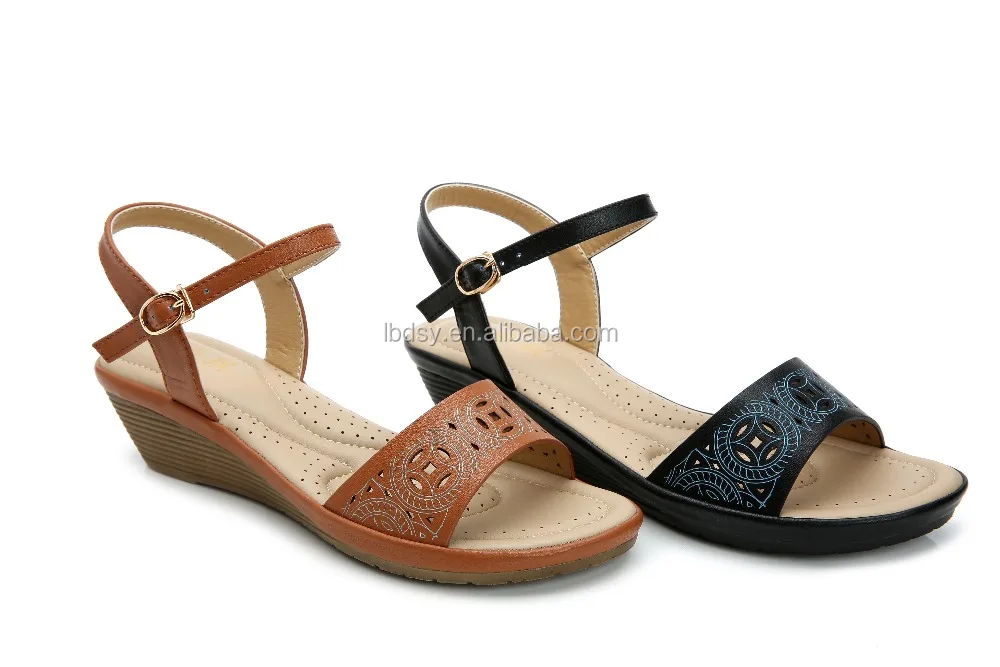 Comfort Pu Upper Fashion Wedge Brown Classic Casual Ladies Sandal Chappal - Buy Ladies Sandal 