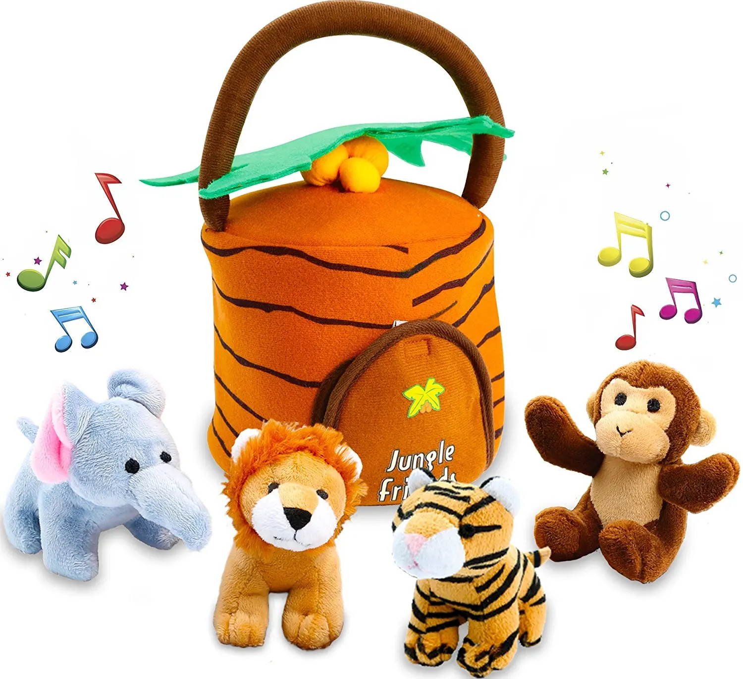 Plush Talking Animals Toy Set With Carrier For Kids Stuffed Monkey Lion