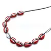 ANDE-N3001 Cowrie Necklace Multi Color Cowrie Shell Jewelry Natural Cowrie Shell with Silver Trim