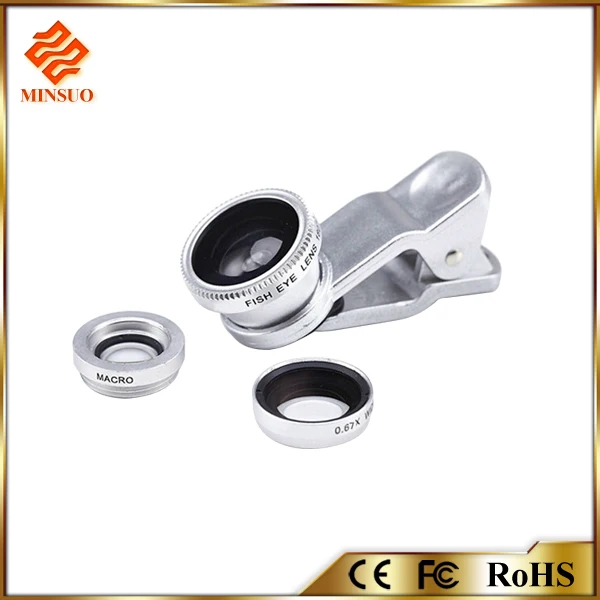 Shenzhen factory 3 in 1mobile phone camera lens with clip for all smartphone