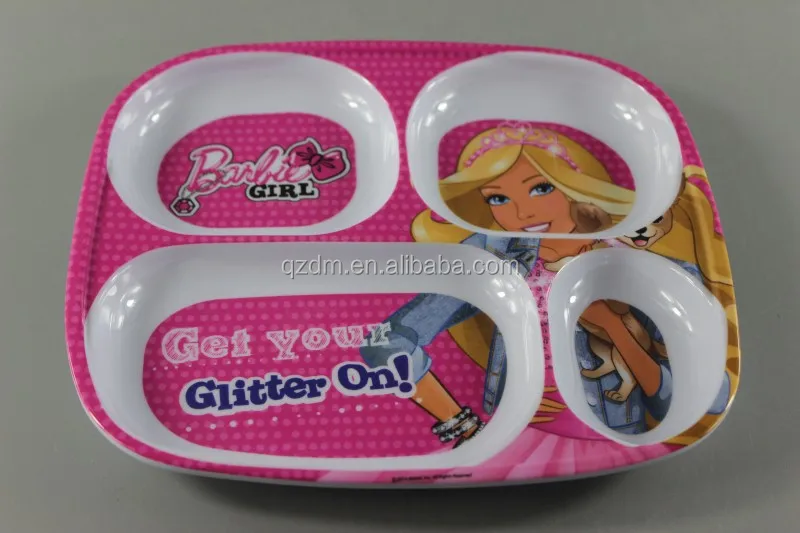 100% Mealmine 4 Divide Plate, Melamine Dinner Plate For Kids