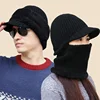 Rib Knit Cold Weather Wind Proof Full Face Thermal Fleece Knit Balaclava With Visor