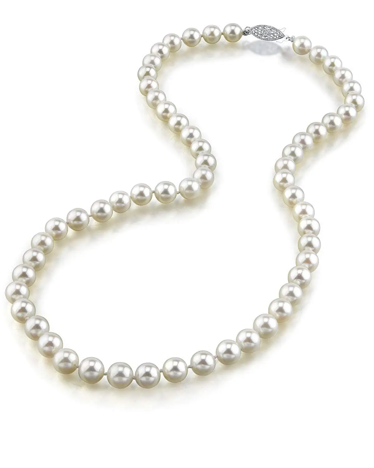 14K Yellow Gold 7.0-7.5mm Black Akoya Cultured Pearl Necklace 18 Inch Princess Length AAA Quality
