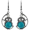 2018 classic antique silver plating turquoise female popular natural stone hook dangle owl earrings