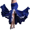 Women's Sexy High Waist Ruffled Trim Split Belly Dancing Long Skirt