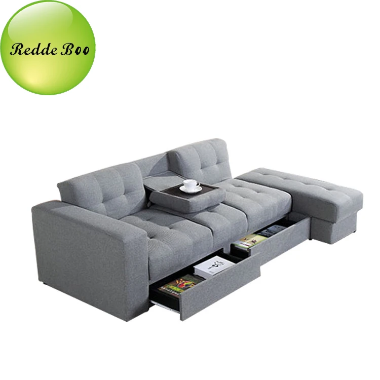 Good Design Fabric Futon Storage Sofa Bed With Cup Holder Product On