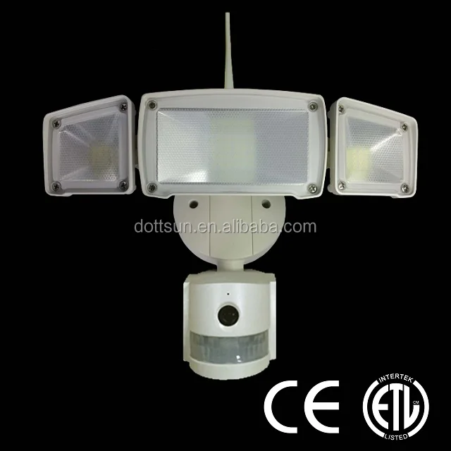 18 watts 800 lumens 3-head lighting motion detector outside light with camera built in