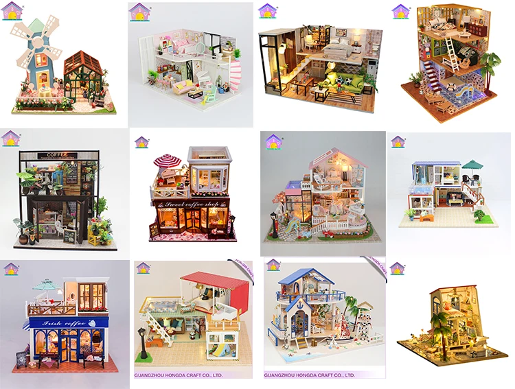 M027 Coffee House Diy 3d Wooden Doll House Construction Kit On Sale ...