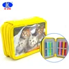 Customized back to school yellow three layer pencil case stationery set for student