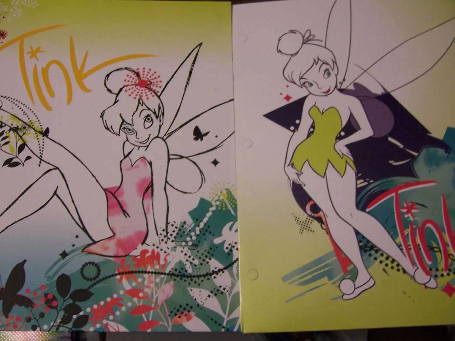 Disney Fairies Tinkerbell Set of 2 Classic Tink Folders ~ Never Give Up, Beautiful Tink