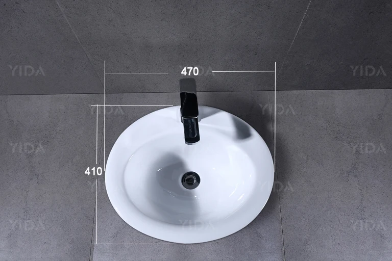 Cupc ceramic above Counter wash Basin undermount oval bathroom sink