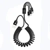 Amazon Top ROCK 3 in1 USB Cable Metal Stretchable Charge Cable for iPhone for Huawei Multi Charger for Smartphone