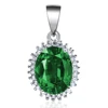 POLIVA Wedding Jewelry Series Oval Shape Mounting Setting 925 Sterling Silver Green Emerald Jewelry Set Pendants