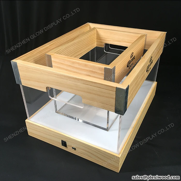 Led Lighted Acrylic Wood Corona Extra Light Beer Ice Bucket With Metal