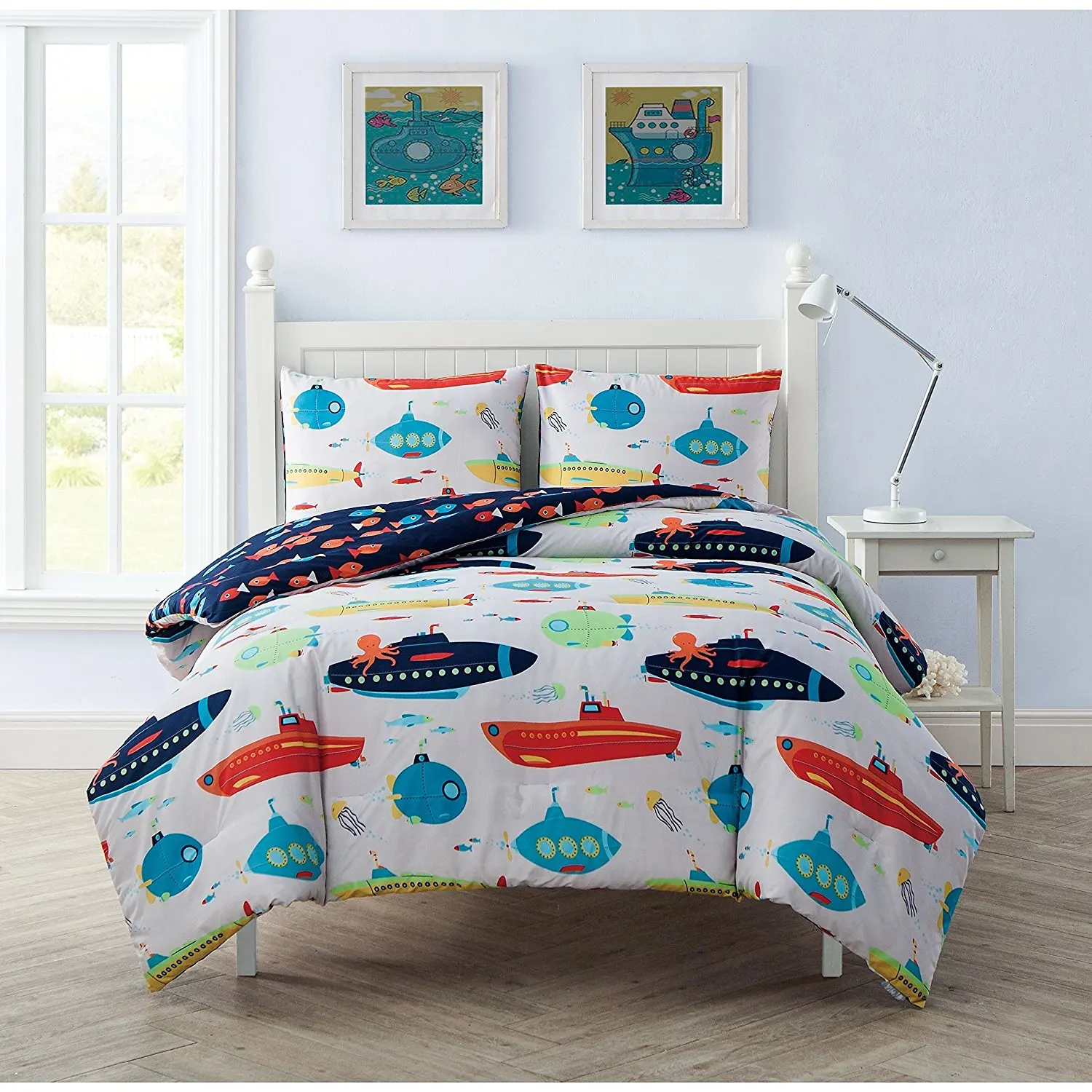 Buy 7 Piece Boys Multi Color Transportation Themed Comforter Set Full ... Nautical Themed Kids Bedroom