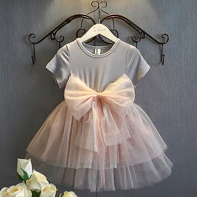 Hot Princess Baby Girls Sequins Tulle Bow Short Sleeve Gown font b Fancy b font Party