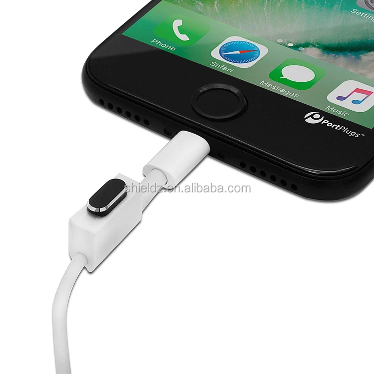Premium Metal Alloy 3.5mm Earphone Plug Anti Dust Plugs for iPhone, Black Charging Port Plug For iPhone 7/8/X Compatible Case