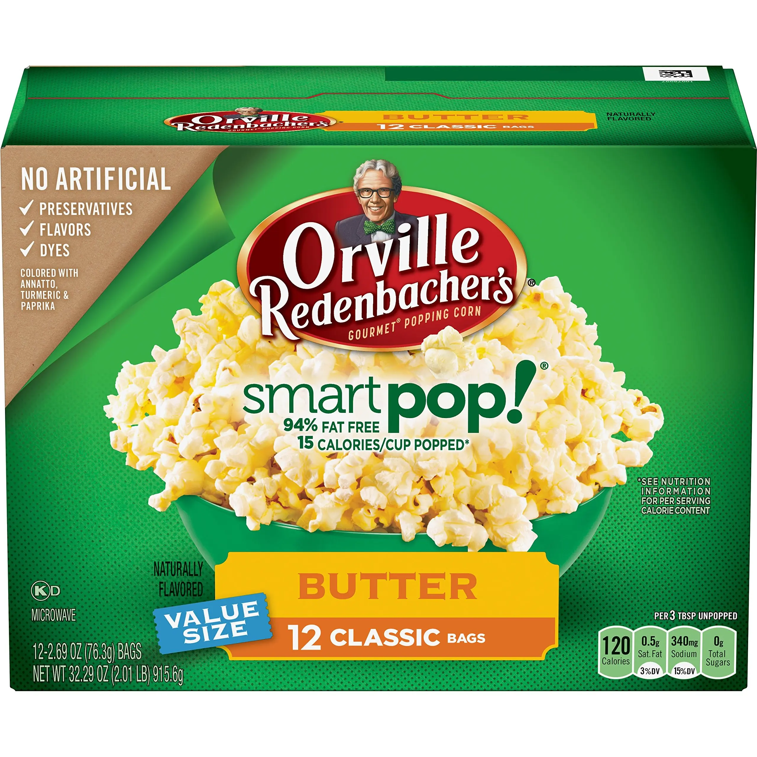 Orville Redenbacher's SmartPop Butter Popcorn, Classic Bag, 12 Count (Pack of 6)