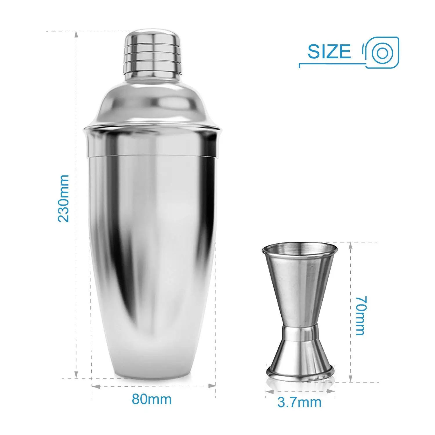800ml Stainless Steel Boston Shaker Set & Professional Bartender