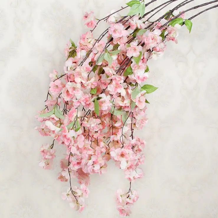 Factory Artificial Hanging Silk White Cherry Blossoms Flower Branches ...