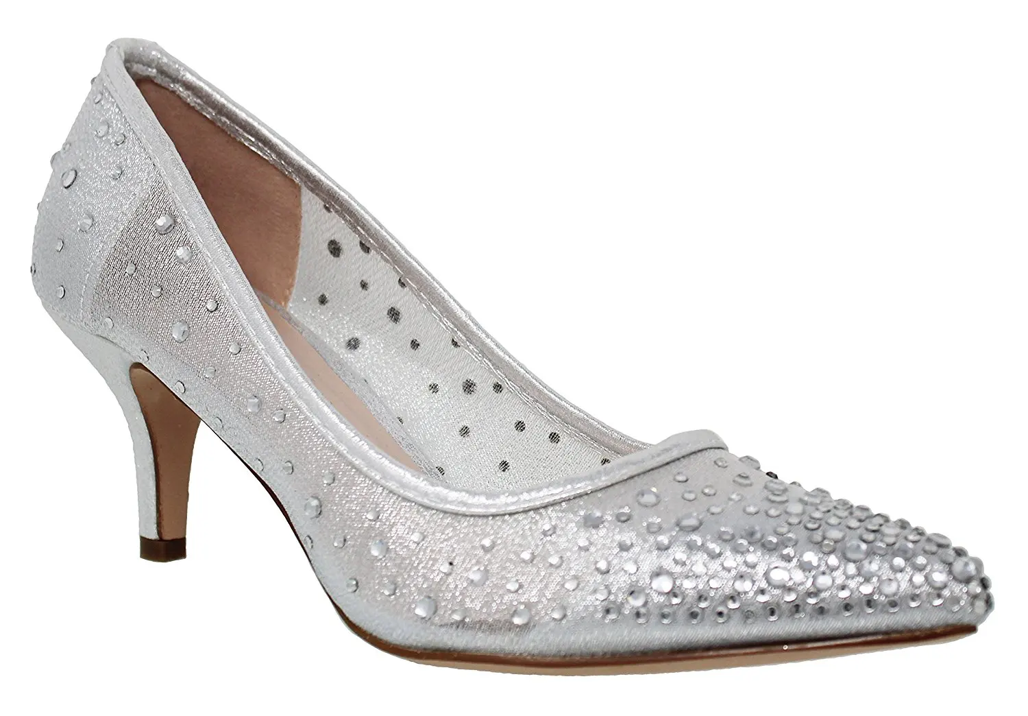 MVE Shoes Women's Party Pumps-Pointed LowKitten Heel-Rhinestone Shoe-Classic Slip on-Weedding Dress Shoe by Classy Women