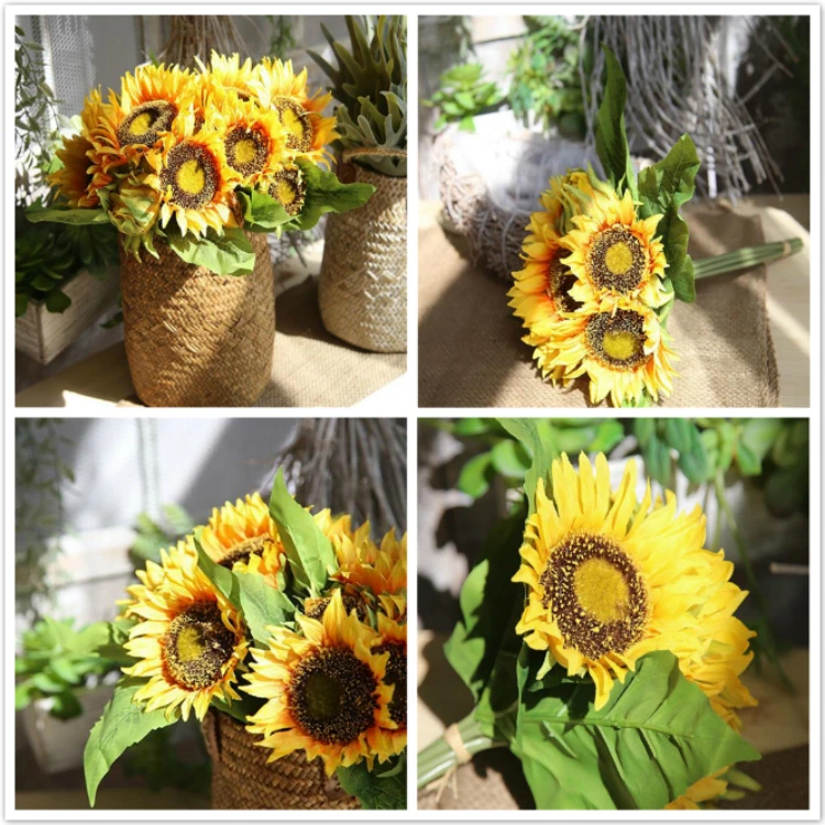 Home Decoration Wall Backdrop Handmade Customize Artificial Sunflowers
