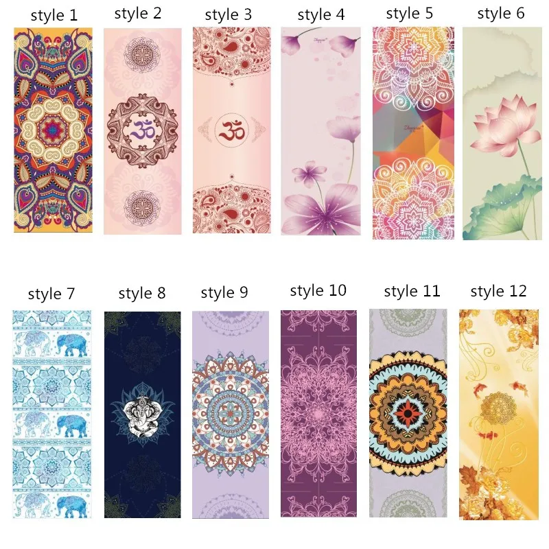 Yoga Mat Print Rubber 100% Natural with Rope Yoga & Pilate Custom