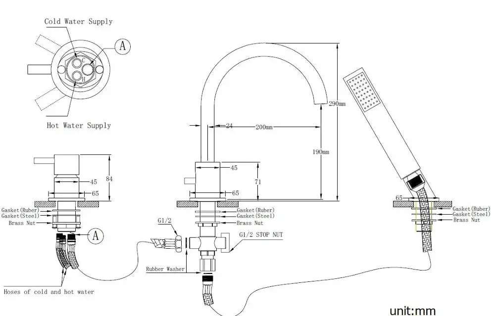 3 Hole Walk In Bath Tub Faucet With Long Spout Buy Walk In Tub Faucet