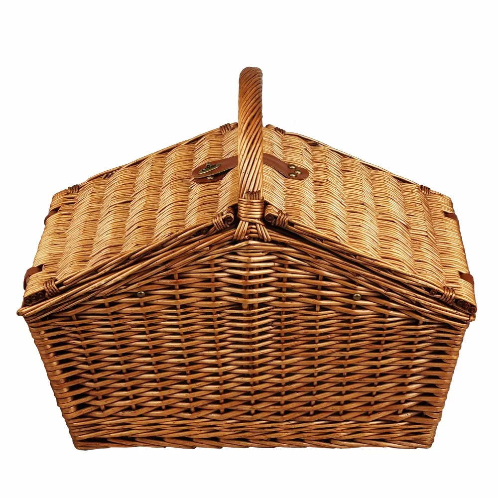 2017 Large Empty Hotsale Wicker Picnic Baskets With Lid Souvenir Folk