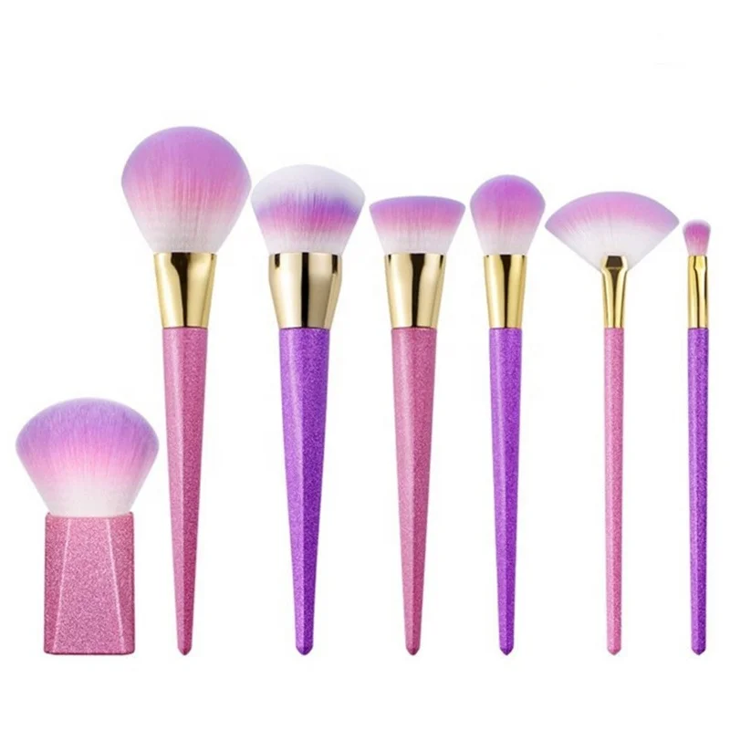 Synthetic Beauty Pastel 7 Pcs Glitter Makeup Brush Set Buy 7 Pcs