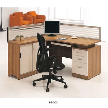 Melamine Faced Wooden 1 Seat Office Desk Workstation With Glass