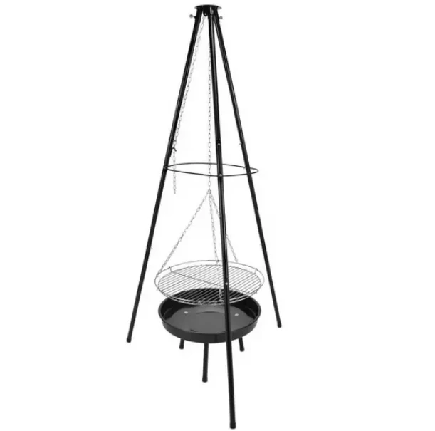 Outdoor Height Adjustable Campfire Tripod Hanging Charcoal Bbq Grill