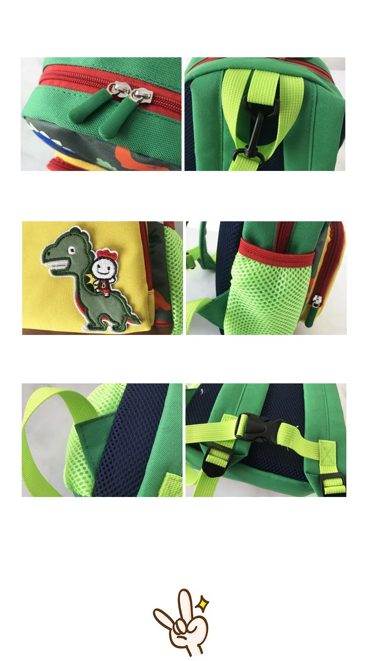 Toddler Kids cartoon dinosaur Backpack,Baby Boys Girls Toddler Pre School canvas Bag with Safety Harness