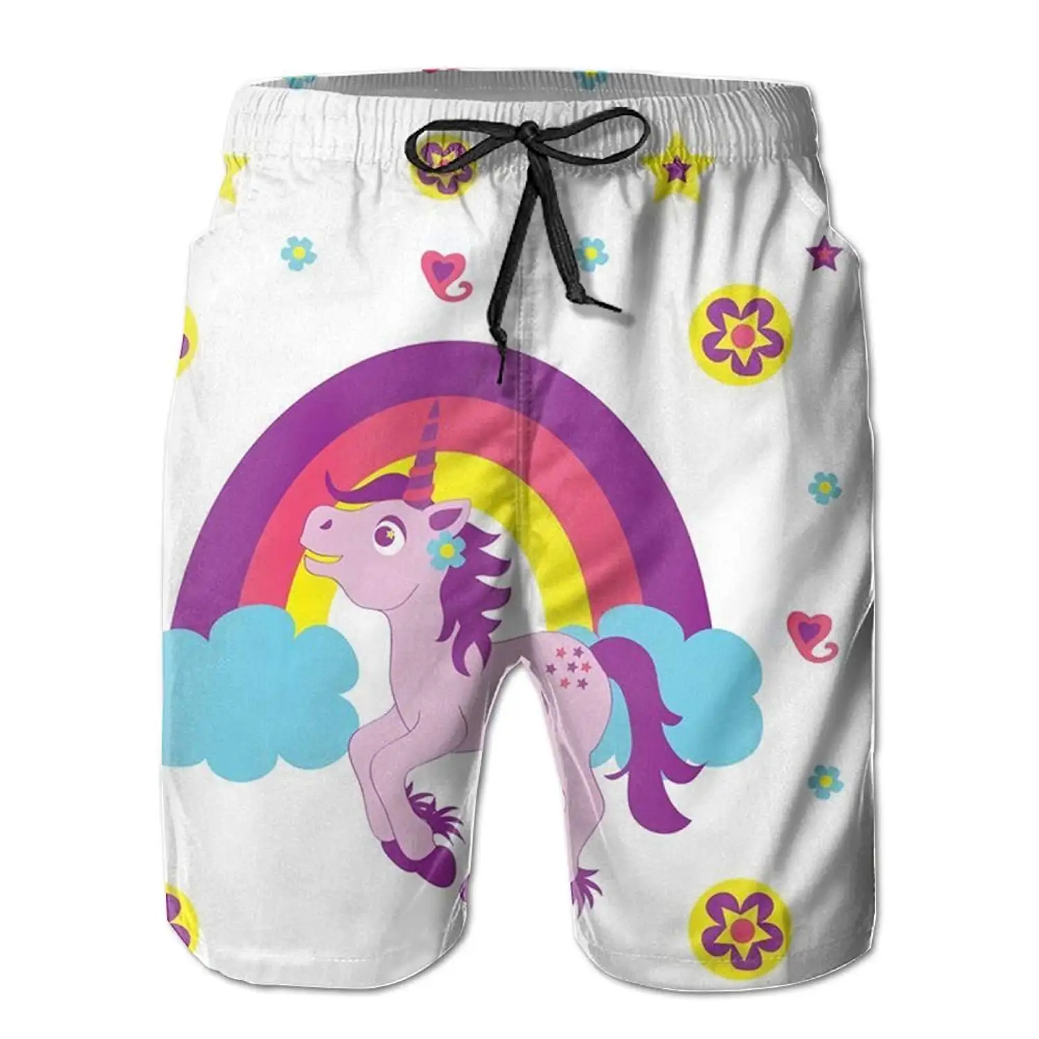 LORVIES Mens Pretty Flamingo Beach Board Shorts Quick Dry Swim Trunk