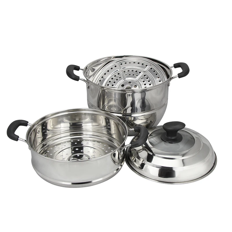 2 Layers Stainless Steel Steam Pot Cooking Bao Bun Steamer - Buy ...