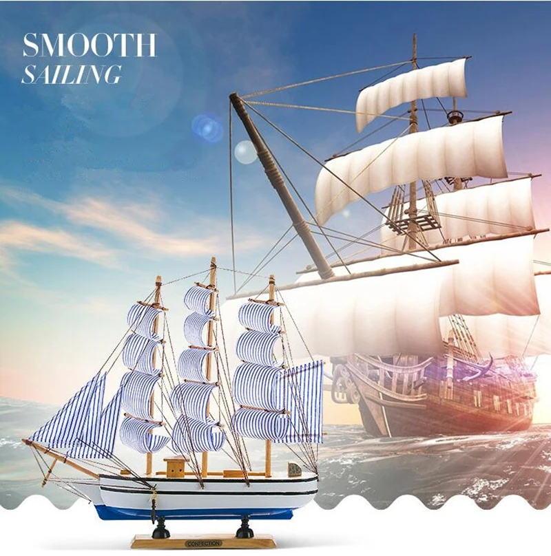 Ship Assembly Model Classical Wooden Sailing Boat Scale Decoration Toys Art 