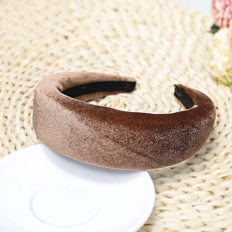 LRTOU Wholesale Ins Hot Sale Hair Accessories Winter Thick Hair Band Sponge Velvet Plain Plastic Headband For Girls