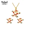 The latest design stainless steel santa claus neckless for women christmas necklace and earrings jewelry set