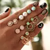 Kaimei set of six new style simple geometric candy color flower leaves pearl earrings diamond small pack set earrings stud