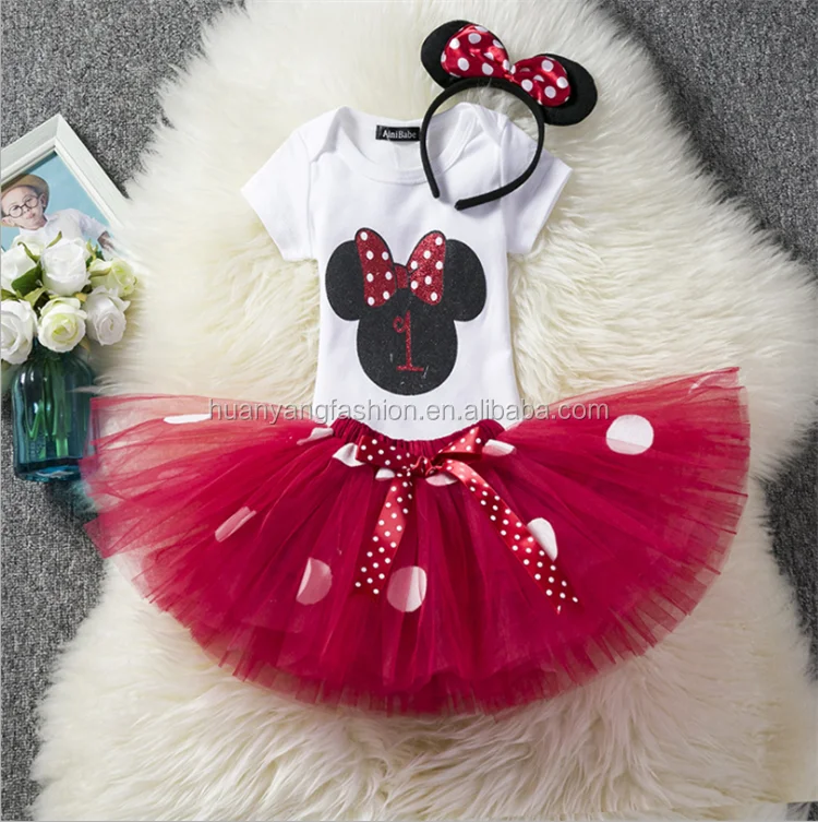 Baby Girls 1st Birthday Tutu Dress Cake Smash Outfits Romper+Skirt+Headband Set