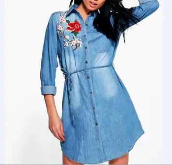 long sleeve denim shirt dress