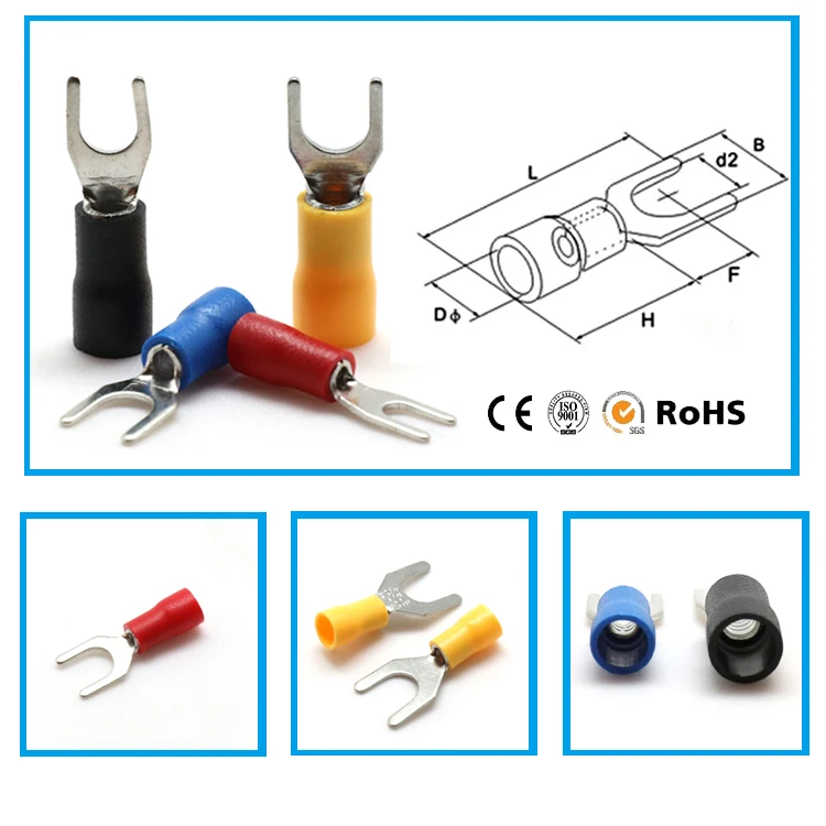 Awg Pvc Tin Plated Fork Insulated U Cable Lugs Types Buy Cable Lugs Types U Cable Lugs