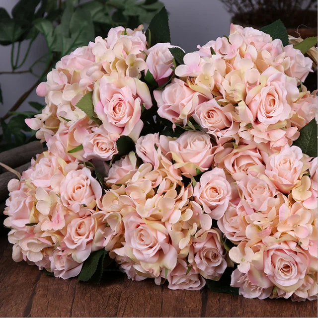 artificial wedding decoration silk rose flower bouquet