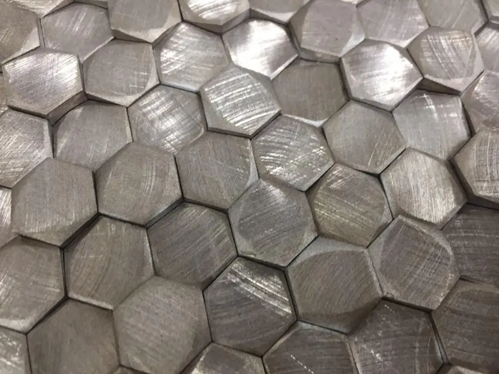Hexagon Metal Mosaic Tiles Aluminum Tile Beveled Metal Mosaic Tiles Aluminum Tile
