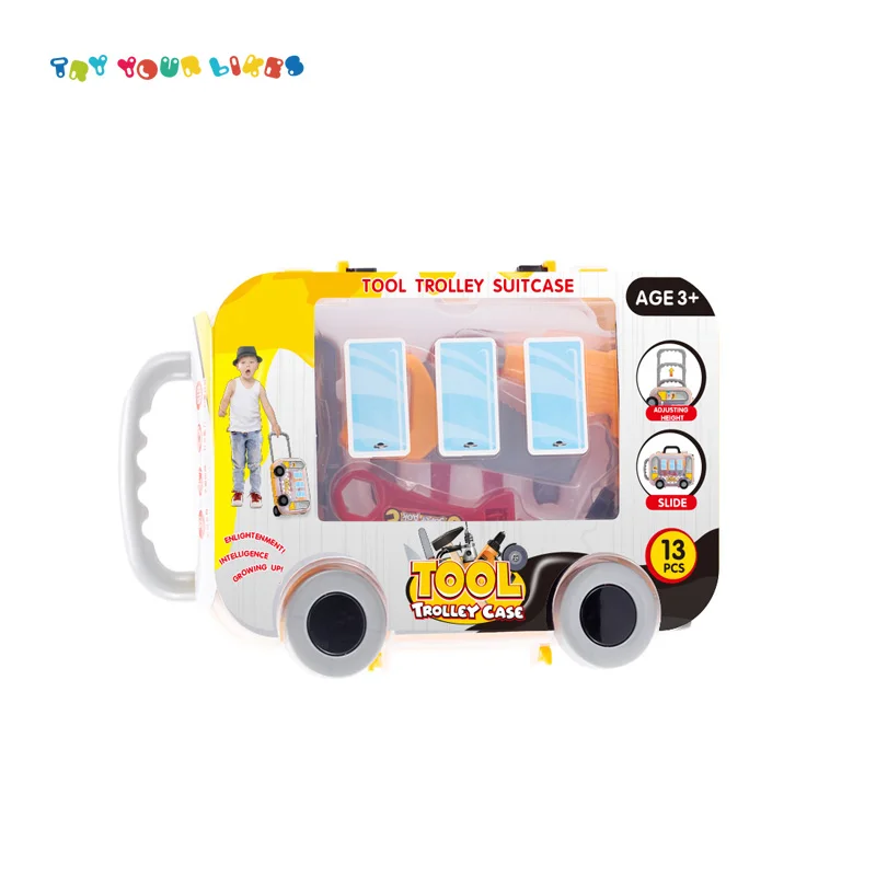 Amazon hot sale kids pretend play set tool kit trolley suitcase toy