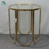 shining golden frame glass round table