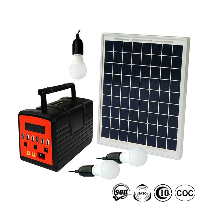 Portable Solar Generator Lighting Kits Led Light System With Two Bulbs