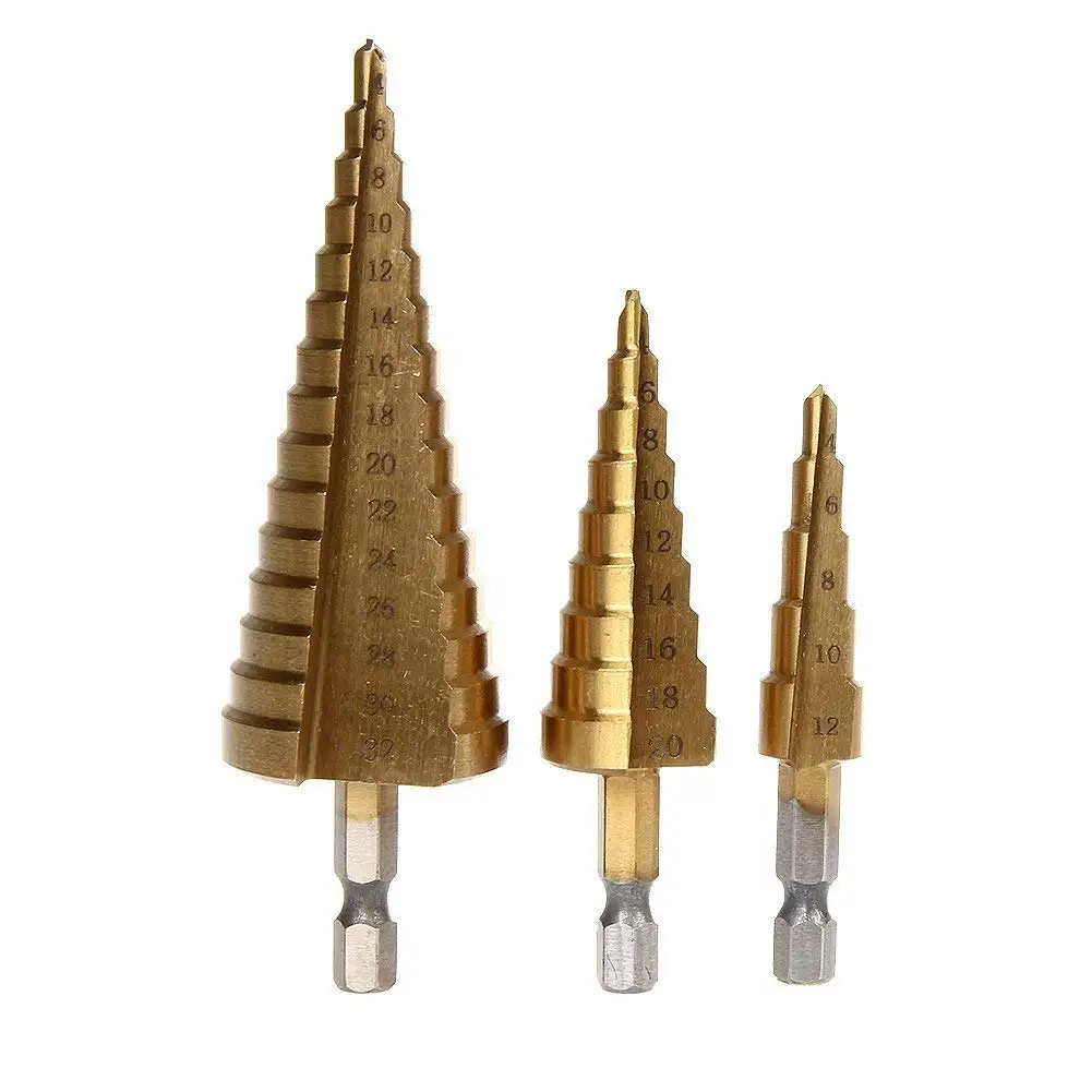 28 Sizes Impact Driver Compatible Nxtop 3 Piece Step Drill Bit Set with Pouch
